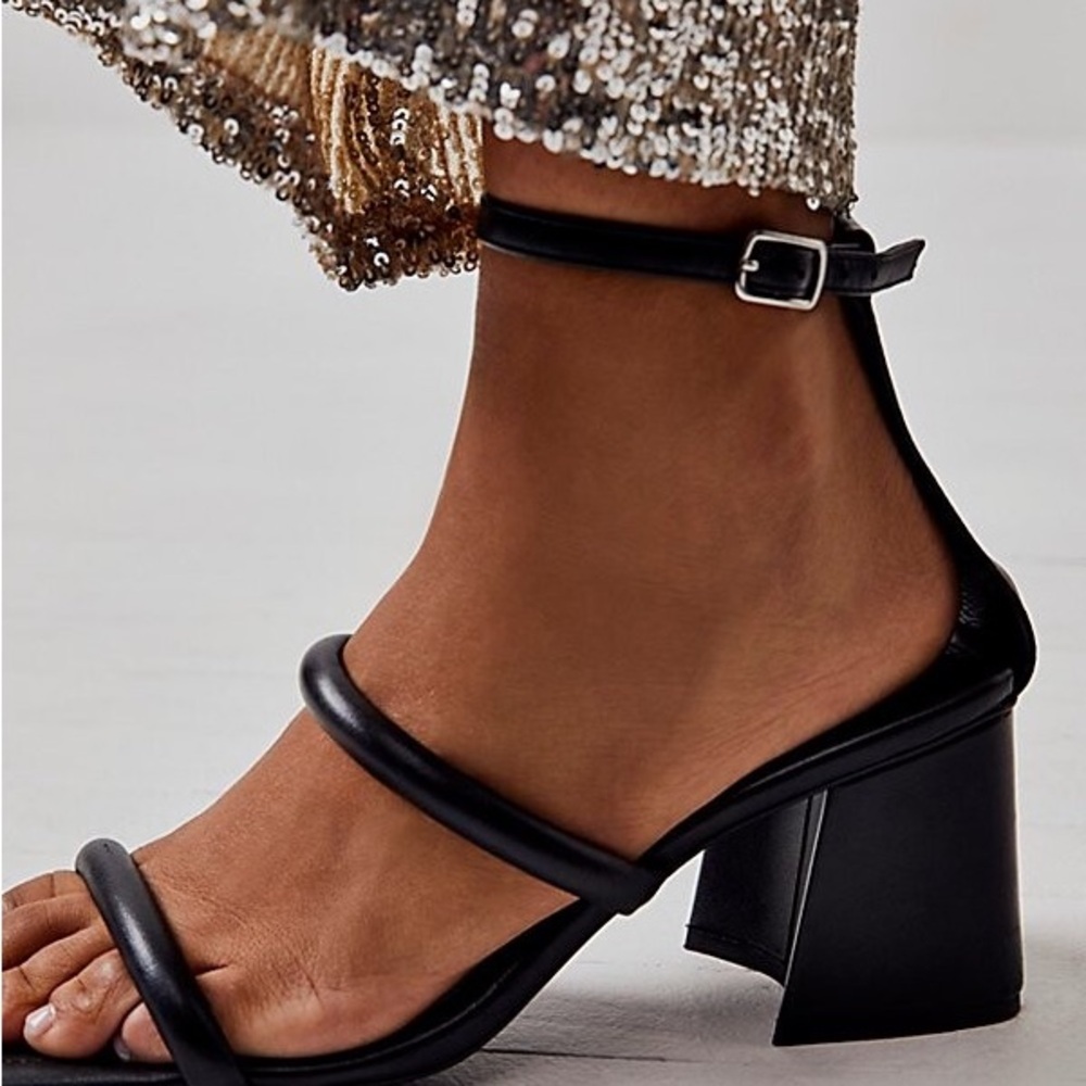 Free People Black Ankle Strap Sandals